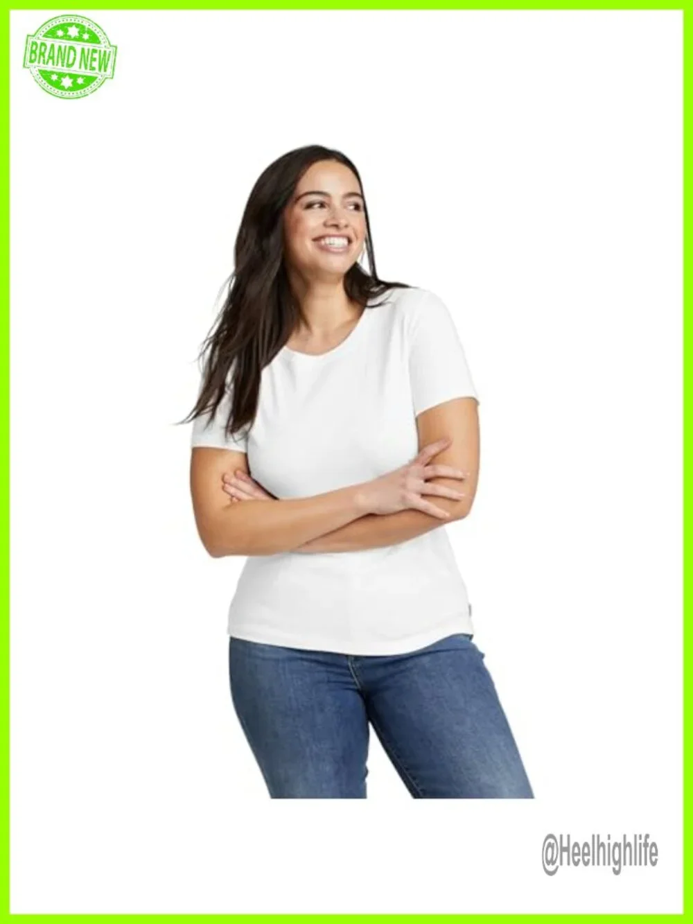 Womens Crewneck Short Sleeve Tee Ribbed Knit Classic Fit Casual Top